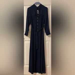 Express Shirt Maxi dress with splits Navy